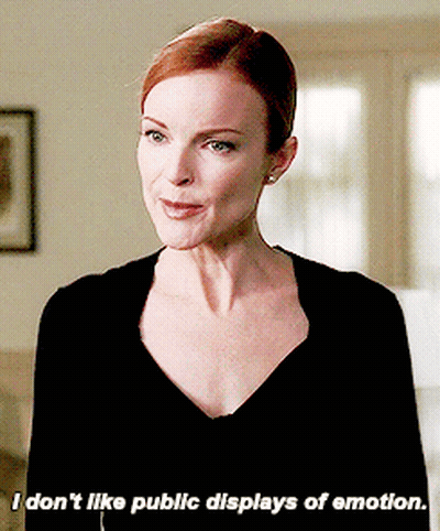 A Woman In A Black Top Says I Don 'T Like Public Displays Of Emotion GIF