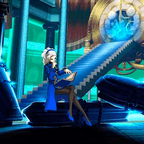 A Woman In A Blue Coat Sits On A Bench Reading A Book GIF