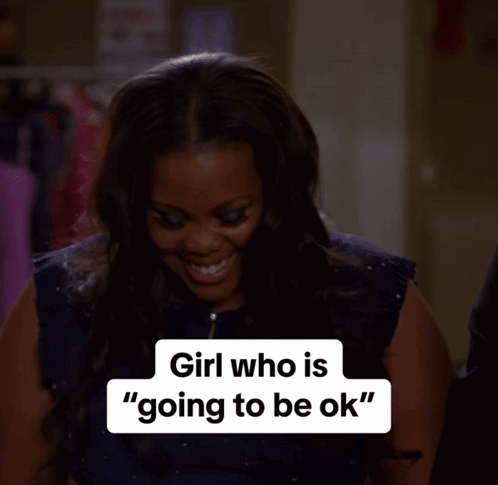 A Woman In A Blue Dress Says Girl Who Is Going To Be Ok GIF