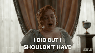 A Woman In A Blue Dress Says I Did But I Shouldn 'T Have GIF
