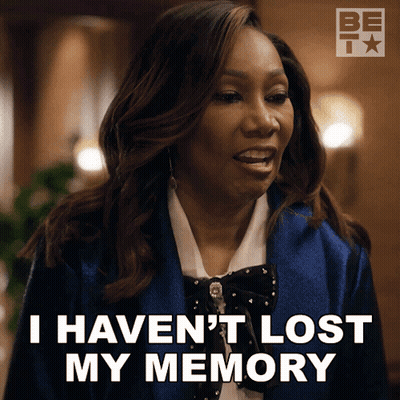 A Woman In A Blue Jacket Is Saying " I Haven 'T Lost My Memory " GIF