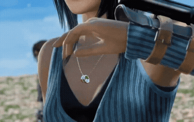 A Woman In A Blue Shirt Is Holding A Gun In Her Hand GIF