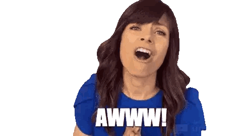 A Woman In A Blue Shirt Says Awww With Her Mouth Wide Open Sticker