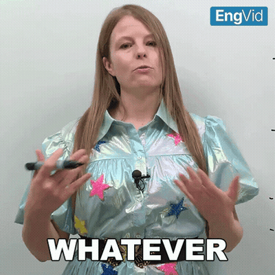 A Woman In A Blue Shirt Says Whatever GIF