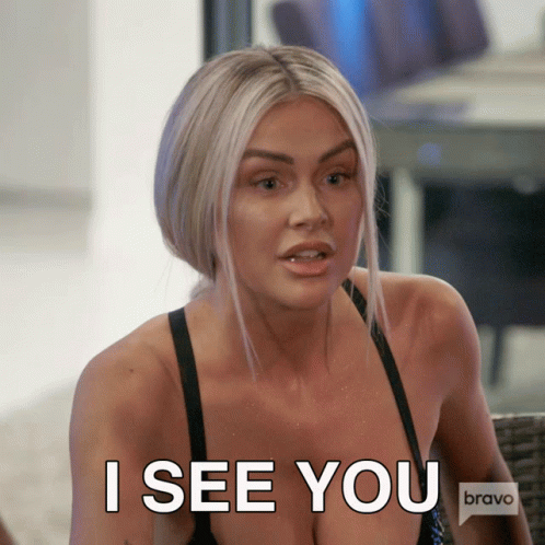 A Woman In A Bra Says I See You On Bravo GIF