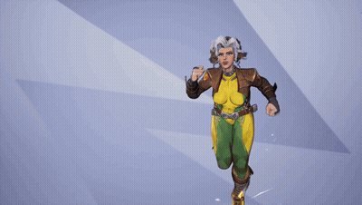 A Woman In A Brown Jacket And Green And Yellow Outfit Has A Belt Around Her Waist GIF