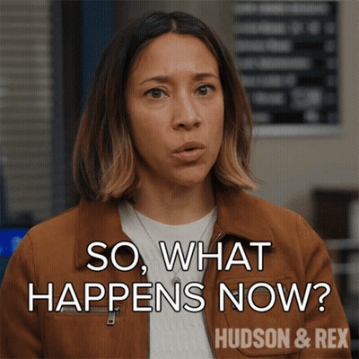 A Woman In A Brown Jacket Says So What Happens Now Hudson And Rex GIF