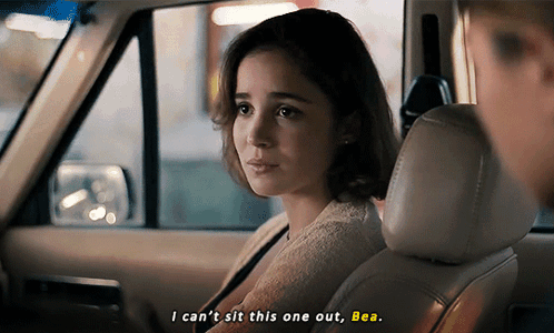 A Woman In A Car Says " I Can 'T Sit This One Out " GIF
