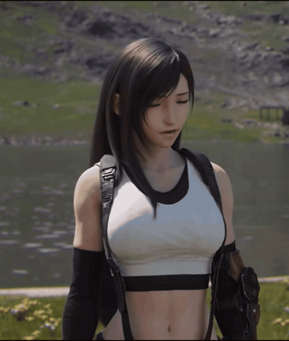 A Woman In A Crop Top With The Letter A On The Front GIF