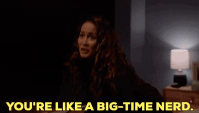 A Woman In A Dark Room Says You 'Re Like A Big Time Nerd GIF