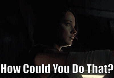 A Woman In A Dark Room With The Words " How Could You Do That " Written Below Her GIF