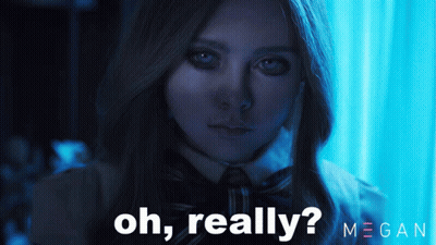 A Woman In A Dark Room With The Words Oh Really On The Bottom GIF