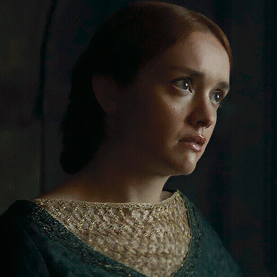 A Woman In A Dark Room With The Words Then Be My Ally Above Her GIF