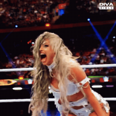A Woman In A Diva Bible Outfit Is Screaming GIF