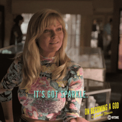 A Woman In A Floral Shirt Says It 'S Got Sparkle On Becoming A God In Central Florida GIF