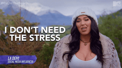 A Woman In A Fur Coat Says " I Don T Need The Stress " GIF