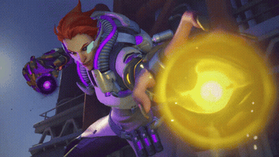 A Woman In A Futuristic Outfit Is Holding A Yellow Object In Her Hand GIF