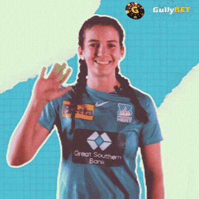 A Woman In A Great Southern Bank Shirt Waves Her Hand GIF