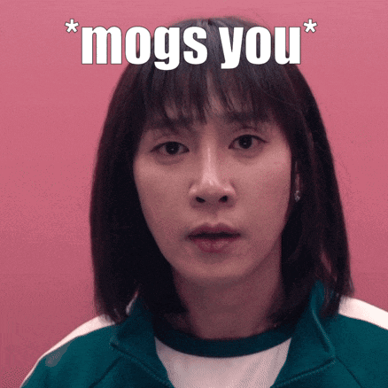 A Woman In A Green And White Tracksuit Says Mogs You GIF