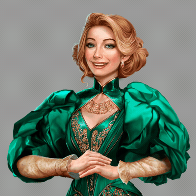 A Woman In A Green Dress And Gold Jewelry Smiles GIF