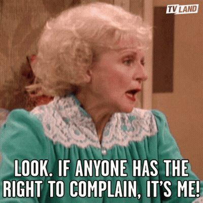 A Woman In A Green Dress Is Saying Look If Anyone Has The Right To Complain It 'S Me GIF