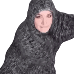 A Woman In A Hijab Is Wearing A Black Furry Costume . Sticker