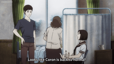 A Woman In A Hospital Bed With The Words " Looks Like Coron Is Back To Normal " On The Bottom GIF