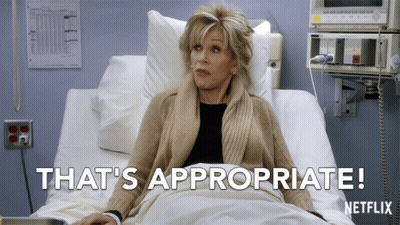 A Woman In A Hospital Bed With The Words That 'S Appropriate GIF