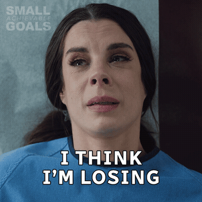 A Woman In A Hospital Gown With The Words I Think I 'M Losing On Her Face GIF