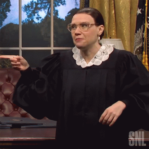 A Woman In A Judge 'S Gown Takes A Selfie With The Snl Logo In The Corner GIF