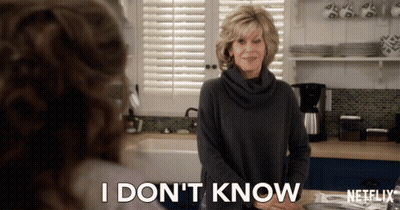 A Woman In A Kitchen Says " I Don T Know " GIF
