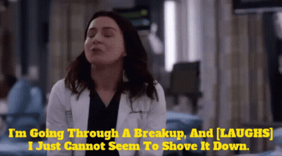 A Woman In A Lab Coat Says I 'M Going Through A Breakup GIF