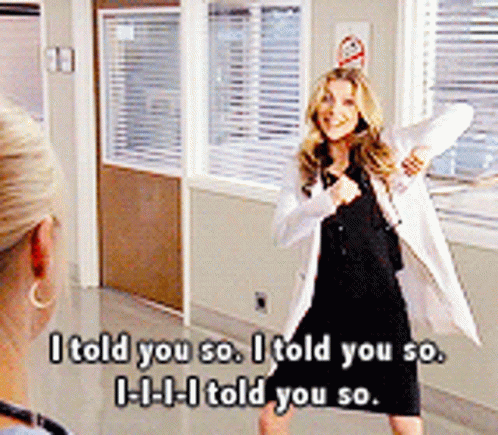 A Woman In A Lab Coat Says I Told You So I Told You So I Told You So I Told You So GIF