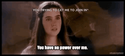 A Woman In A Labyrinth Movie Is Talking To A Man And Says `` You Trying To Get Me To Join In '' . GIF