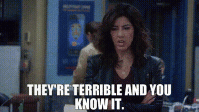 A Woman In A Leather Jacket Says They 'Re Terrible And You Know It GIF