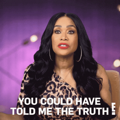A Woman In A Leopard Print Dress Says " You Could Have Told Me The Truth E " GIF