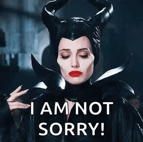 A Woman In A Maleficent Costume Says `` I Am Not Sorry ! '' GIF