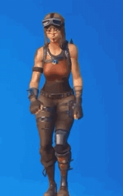 A Woman In A Military Uniform Is Standing In Front Of A Blue Background In A Video Game . GIF