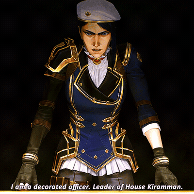A Woman In A Military Uniform Says I Am A Decorated Officer Leader Of House Kiramman GIF