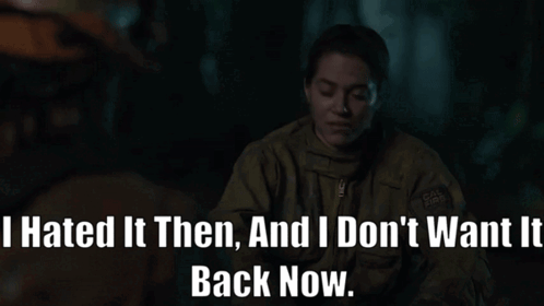 A Woman In A Military Uniform Says " I Hated It Then And I Don T Want It Back Now " GIF