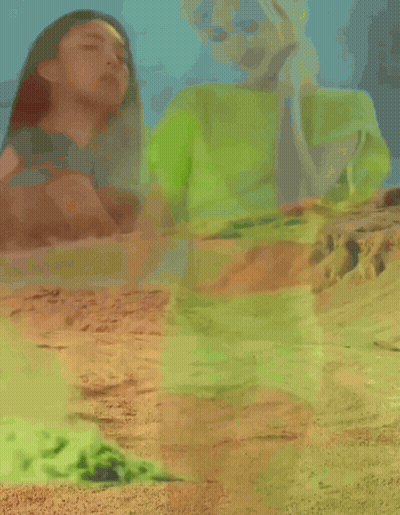 A Woman In A Neon Green Top And Shorts GIF