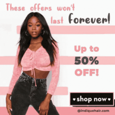 A Woman In A Pink Crop Top And Black Jeans Stands In Front Of A Sign That Says These Offers Won T Last Forever GIF
