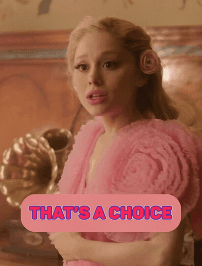 A Woman In A Pink Dress With The Words That 'S A Choice GIF