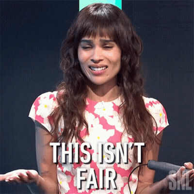 A Woman In A Pink Floral Dress Says This Isn 'T Fair GIF