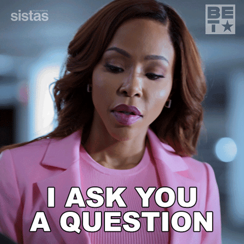 A Woman In A Pink Jacket Is Saying I Ask You A Question GIF