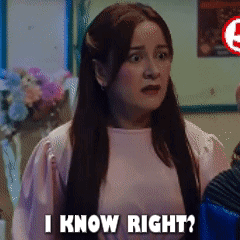 A Woman In A Pink Shirt Is Asking If She Knows Right GIF