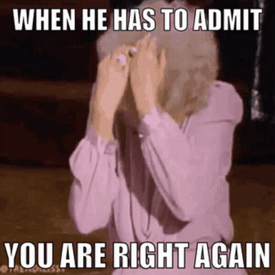 A Woman In A Pink Shirt Is Covering Her Face With Her Hands And A Meme That Says `` You Are Right Again '' . GIF