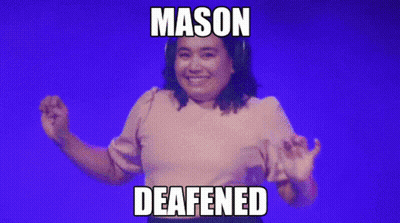 A Woman In A Pink Shirt With Mason Deafened Written On The Bottom GIF