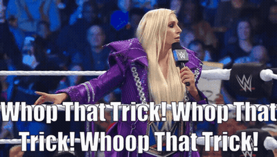 A Woman In A Purple Robe Holds A Microphone And Says Whoop That Trick GIF