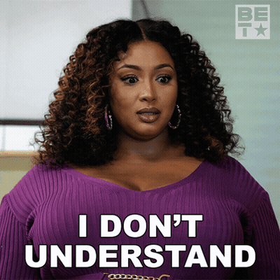 A Woman In A Purple Shirt Says " I Don 'T Understand " GIF